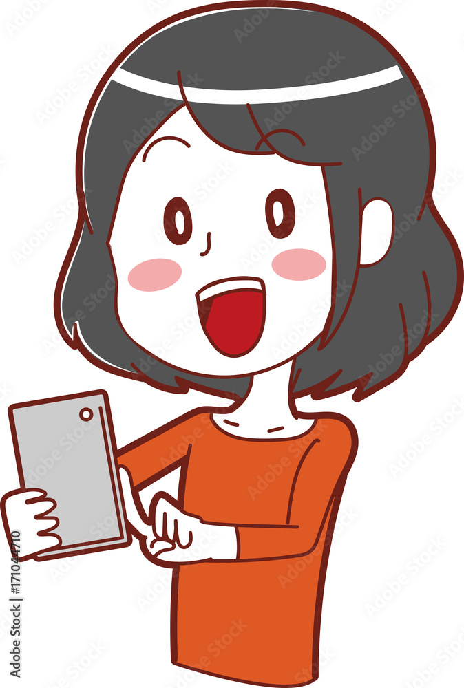 スマホを操作する女性のイラスト Stock Vector Adobe Stock