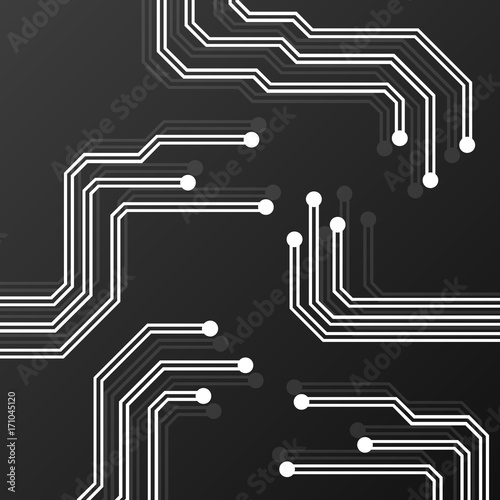 Circuit board on black background. Abstract technology