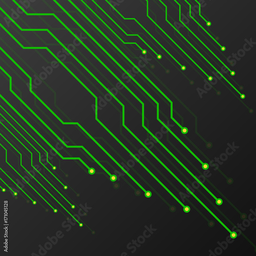 Circuit board on black background. Abstract technology