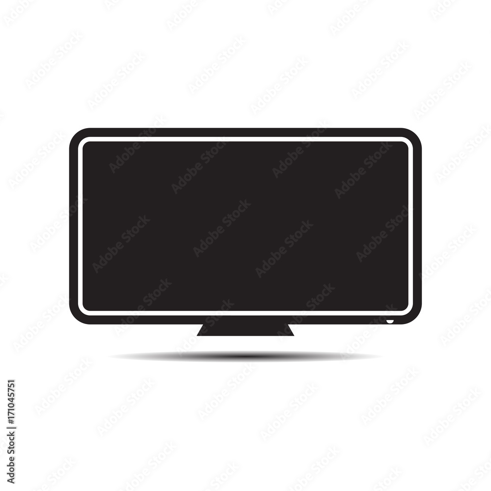 Flat icon of television with antenna and the buttons on the screen. Flat icon of television with antenna and the buttons on the screen.
