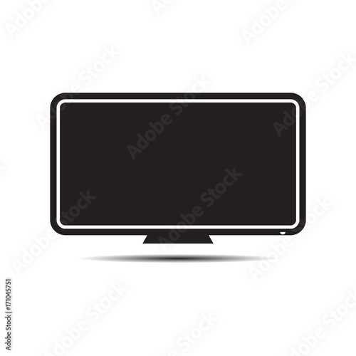Flat icon of television with antenna and the buttons on the screen.