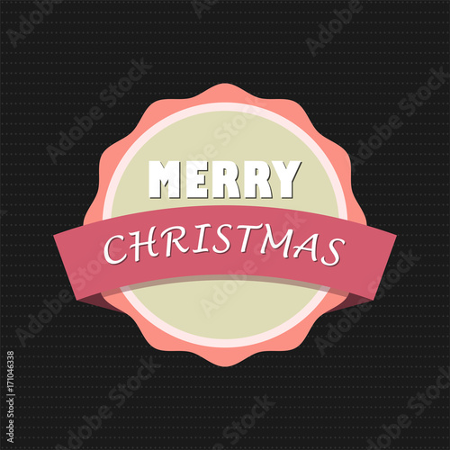 Merry christmas label and happy new year vector illustration.
