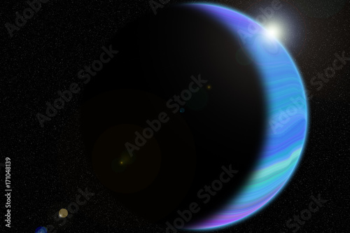 Fototapeta Naklejka Na Ścianę i Meble -  colorful (blue) gaseous planet and sun