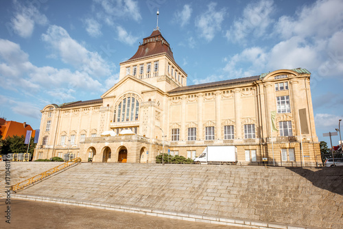 Morning view on the old national museum of Szczecin city in Poland