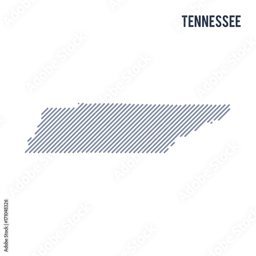 Vector abstract hatched map of State of Tennessee with oblique lines isolated on a white background.
