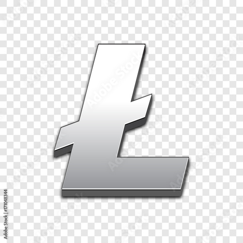 Litecoin isolated web vector icon. Litecoin trendy 3d style vector icon. Raised symbol illustration. Litecoin symbol vector icon for your web site design, internet, graphic interface, business.