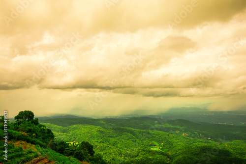 Landscape and the thunderstorm above mountains, Located of monjam at chiangmai, Thailand. photo