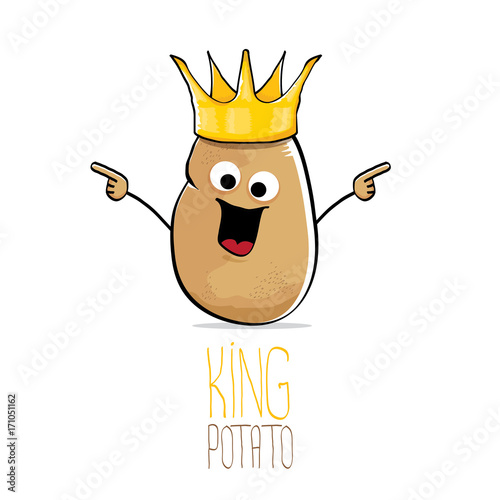 vector funny cartoon cool cute brown smiling king potato