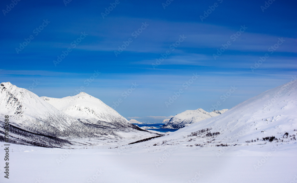 Mountain in Tromsø in the winter