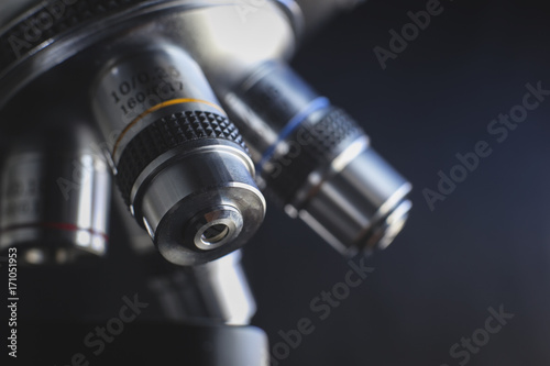 Optical microscope - science and laboratory equipment. Microscope is used for conducting planned, research experiments, educational demonstrations in medical and health institutions, lab.