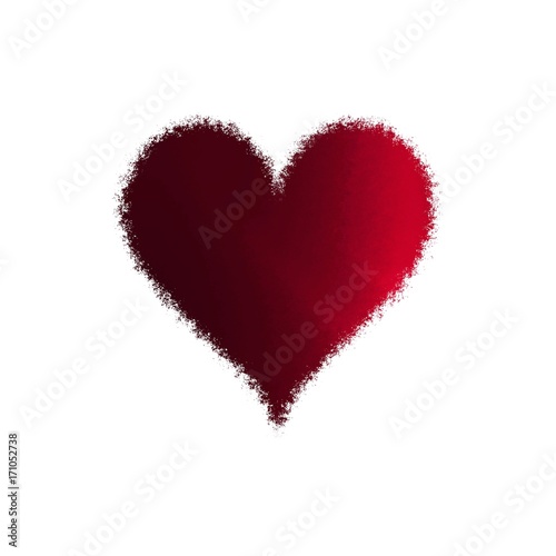 Defocused blur spray red heart isolated on white background