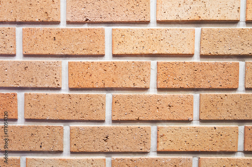 Brick wall, texture of red stone blocks closeup