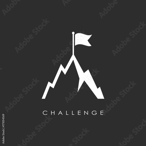 Hill top vector icon, challenge concept