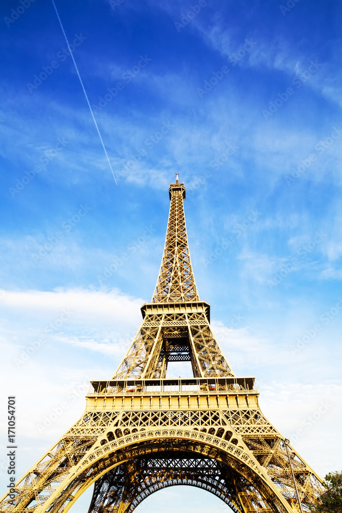 Blue sky and Eiffel tower photo