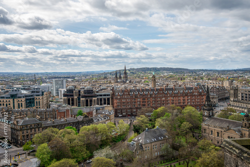 Edinburgh city and Pentland Hills view from the castle hill