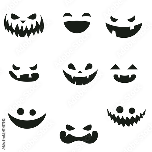 Set of pumpkins smiling
