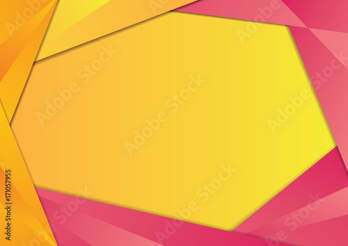 Yellow and Pink gradient triangle frame border. EPS10 vector template