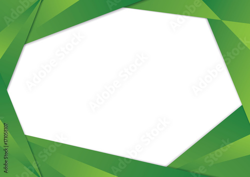 Green gradient triangle frame border. EPS10 vector template