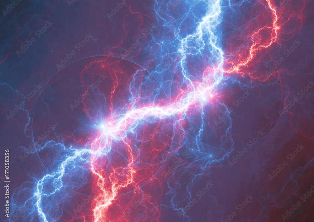Obraz premium Ogień i lód błyskawice, gorąca paląca się plazma