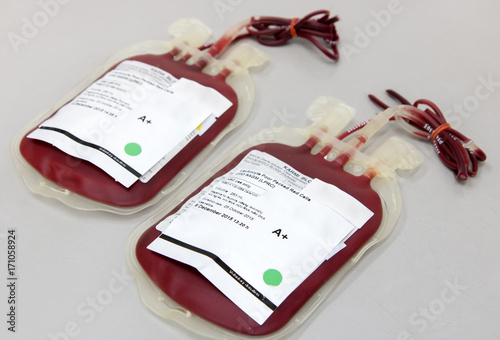 the blood bags on desk photo