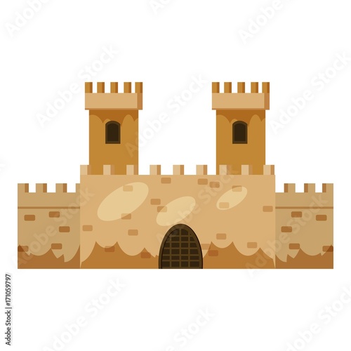 Castle construction icon, cartoon style
