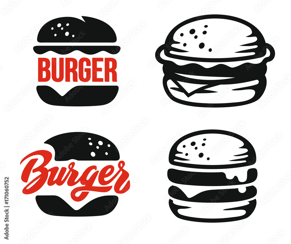 burger logo emblem - obrazy, fototapety, plakaty 