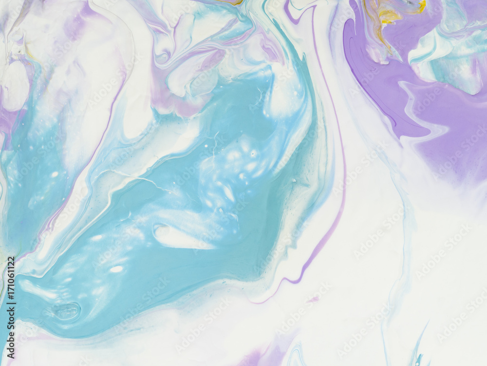Fototapeta premium Blue and pink abstract art hand painted background.