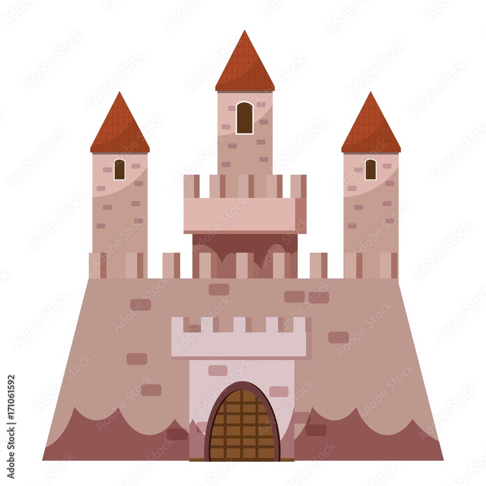 Stronghold castle icon, cartoon style Stronghold castle icon, cartoon style