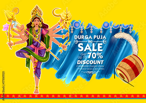 Goddess Durga in Subho Bijoya Happy Dussehra background