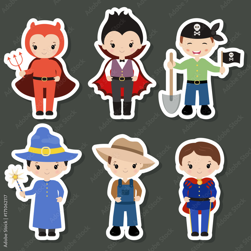 Cute cartoon children in colorful halloween costumes. Cute cartoon children in colorful halloween costumes.