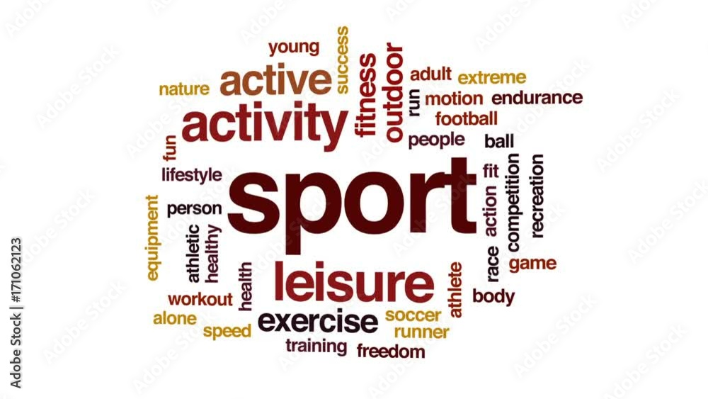 Sport animated word cloud, text design animation. Sport animated word cloud, text design animation.
