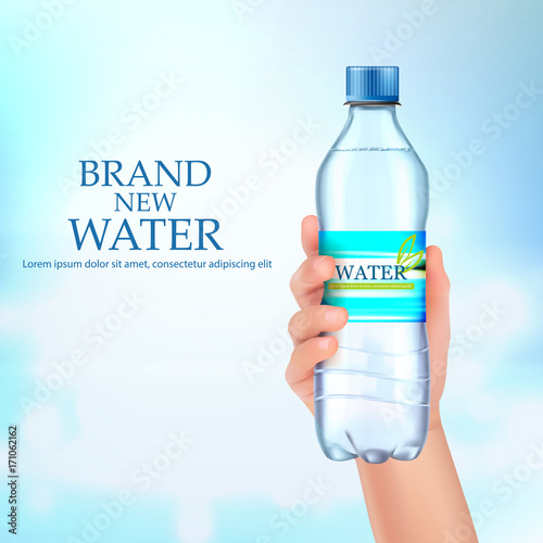 bottle of water on a white background. Vector illustration