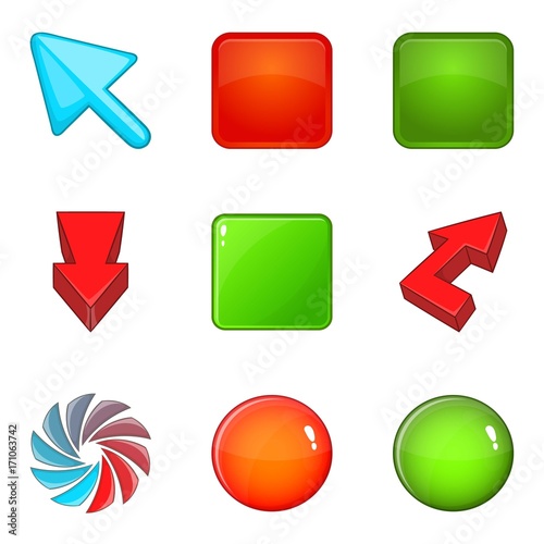 Color buttons icons set, cartoon style Free Download Color buttons icons set, cartoon style - GFXLoad