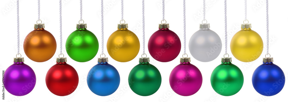 Fototapeta premium Weihnachtskugeln Weihnachten Banner Weihnachts Kugeln Deko Dekoration hängen Freisteller