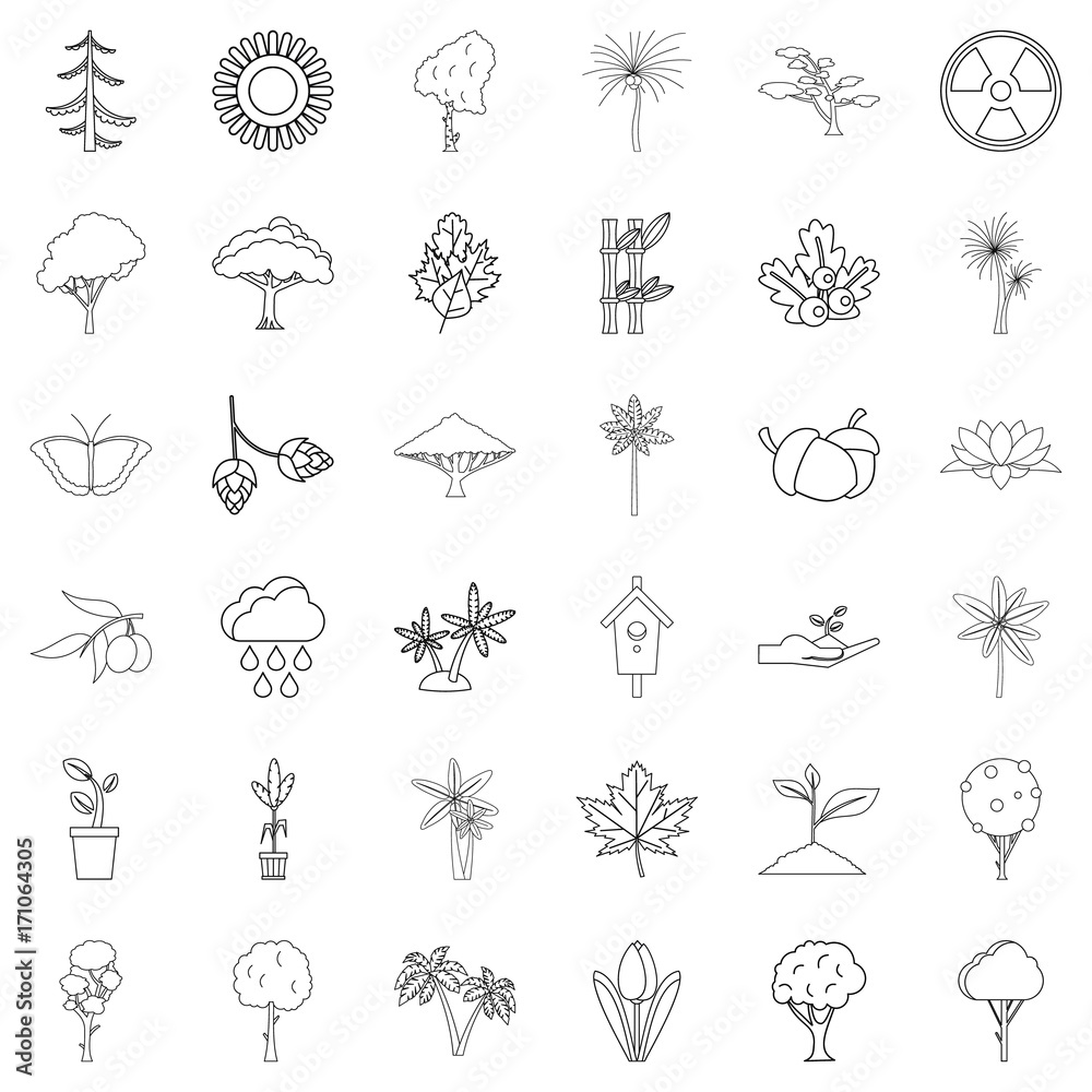 Seed icons set, outline style Seed icons set, outline style