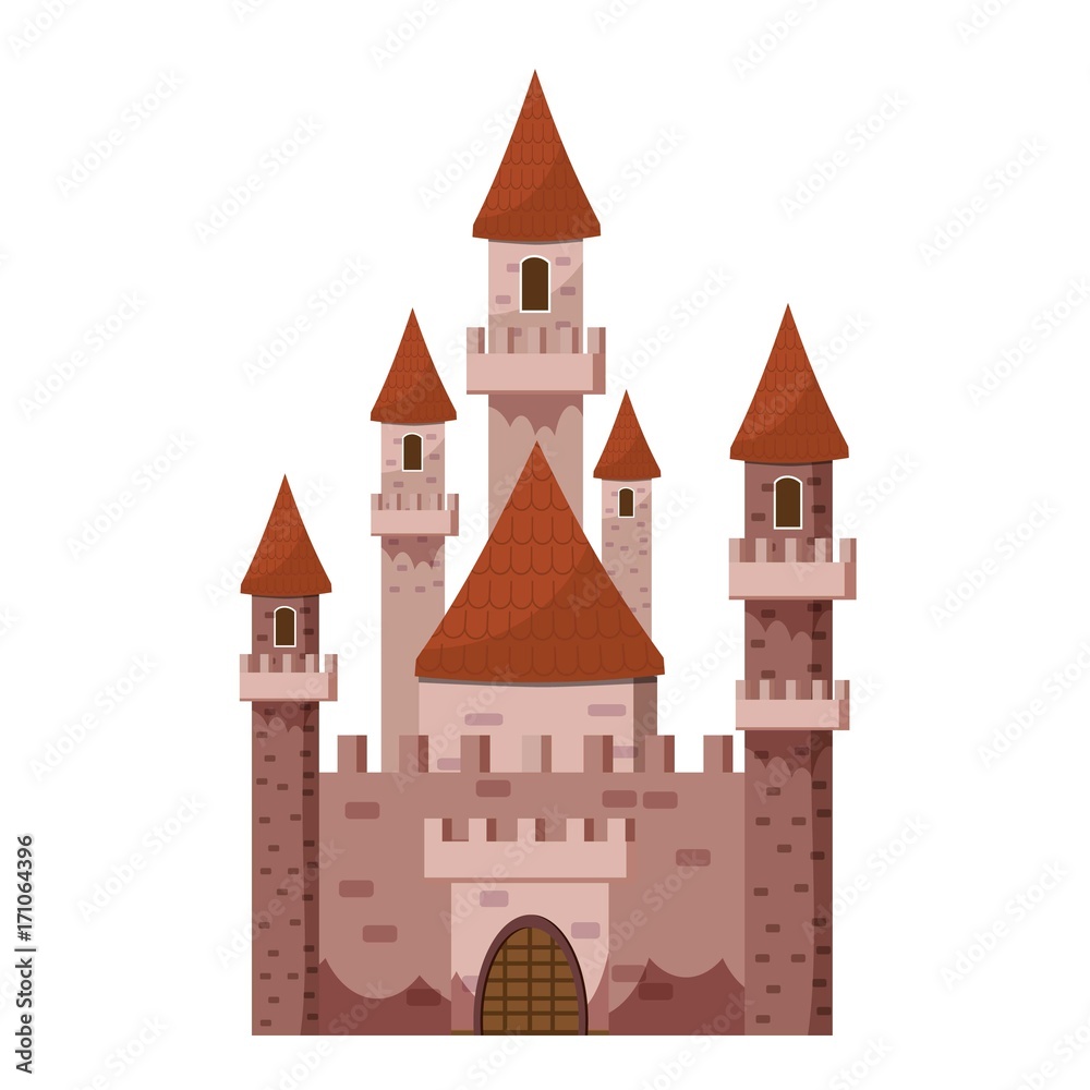 Mysterious castle icon, cartoon style