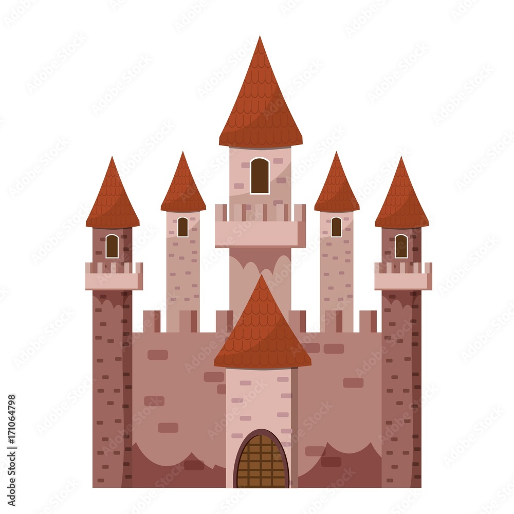 Tale castle icon, cartoon style