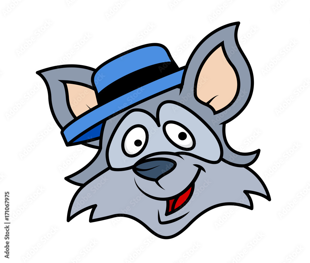 Laughing Cartoon Raccoon Face with Hat Stock Vector | Adobe Stock
