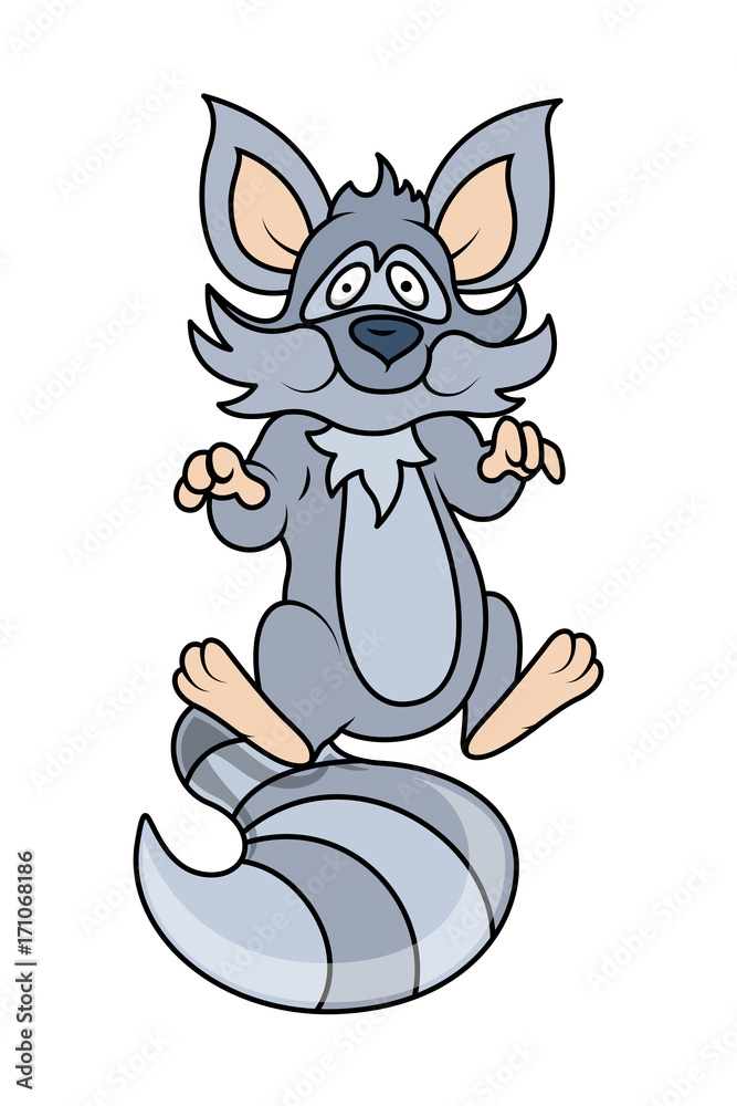 Funny Cartoon Raccoon Face Expression - cartoon clip-art vector character