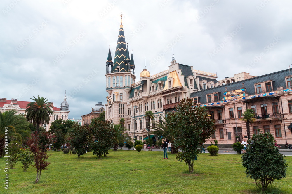 Fototapeta premium BATUMI, GEORGIA - September 1, 2017: People in the Batumi center. Batumi is a very popular destination on Black Sea
