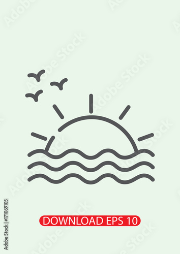 Sunset icon, Vector