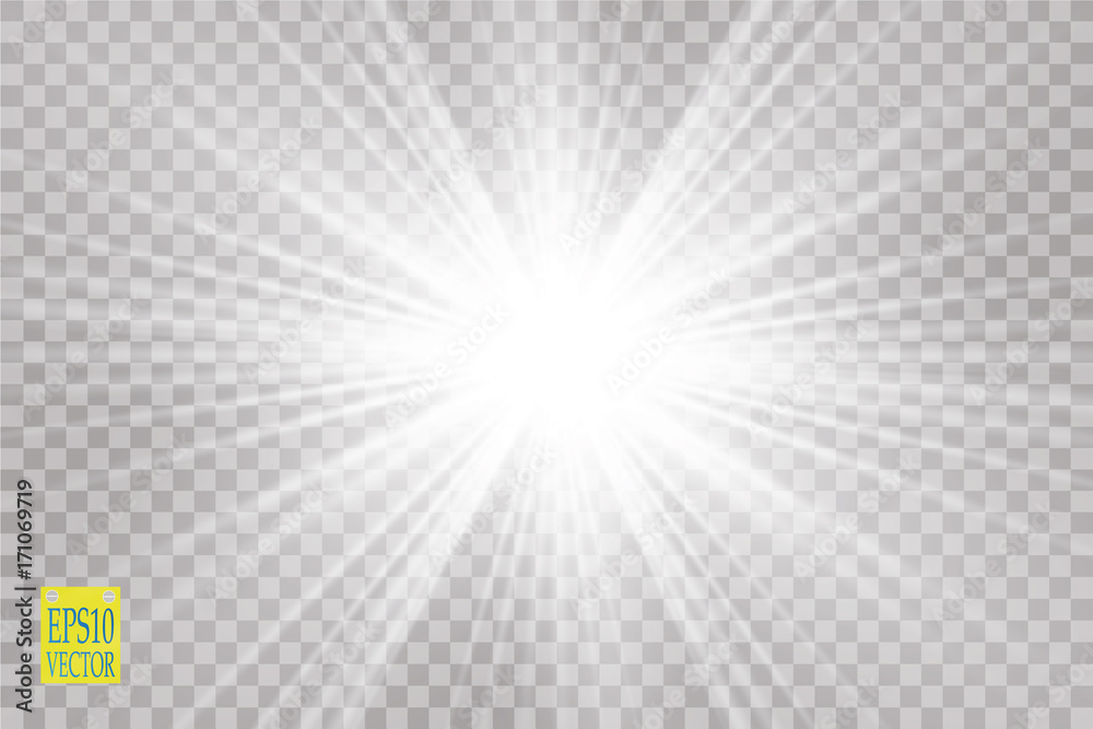 Glow light effect. Starburst with sparkles on transparent background ...