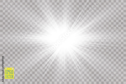 Glow light effect. Starburst with sparkles on transparent background. Vector illustration. photo