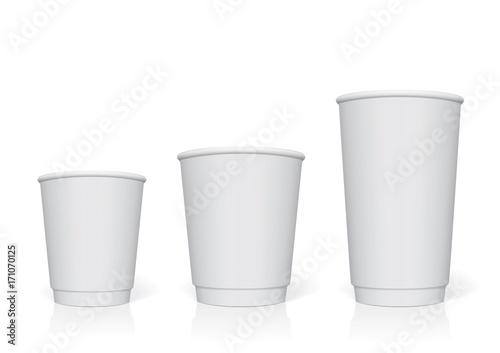 Plastic cup for your design and logo. It's easy to change colors. Mock Up. Vector template.