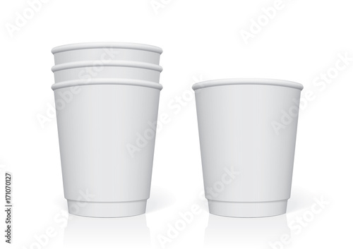 Plastic cup for your design and logo. It's easy to change colors. Mock Up. Vector template.