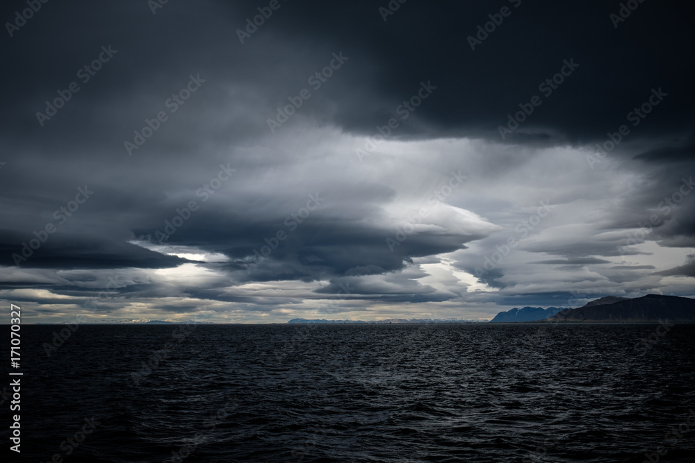 Stormy sky over an ocean