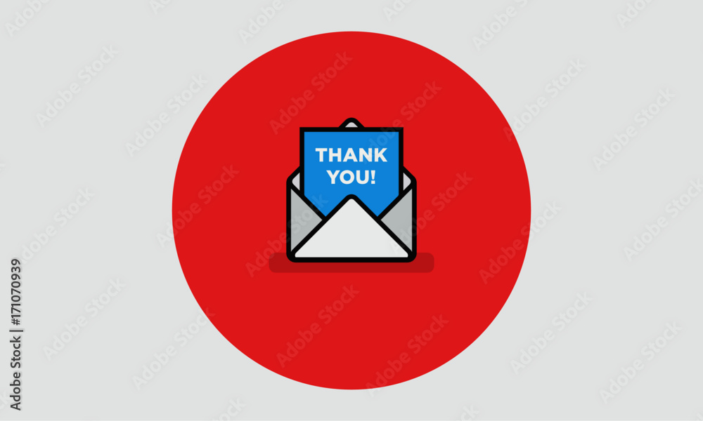 'Thank You' Written Inside An Envelope Letter (Line Icon in Flat Style Vector Illustration Design) 'Thank You' Written Inside An Envelope Letter (Line Icon in Flat Style Vector Illustration Design)
