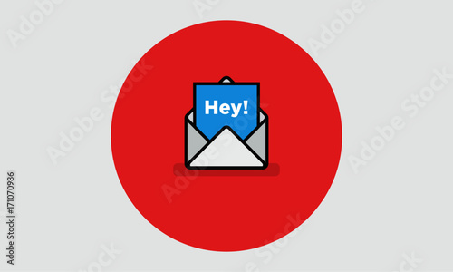 'Hey' Written Inside An Envelope Letter (Line Icon in Flat Style Vector Illustration Design)