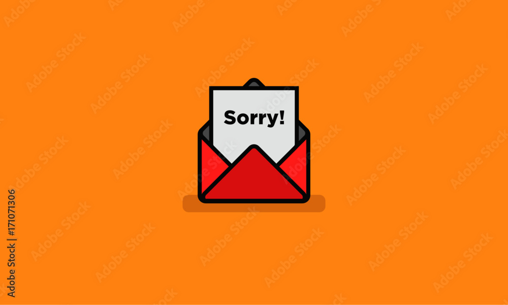 'Sorry' Written Inside An Envelope Letter (Line Icon in Flat Style Vector Illustration Design)