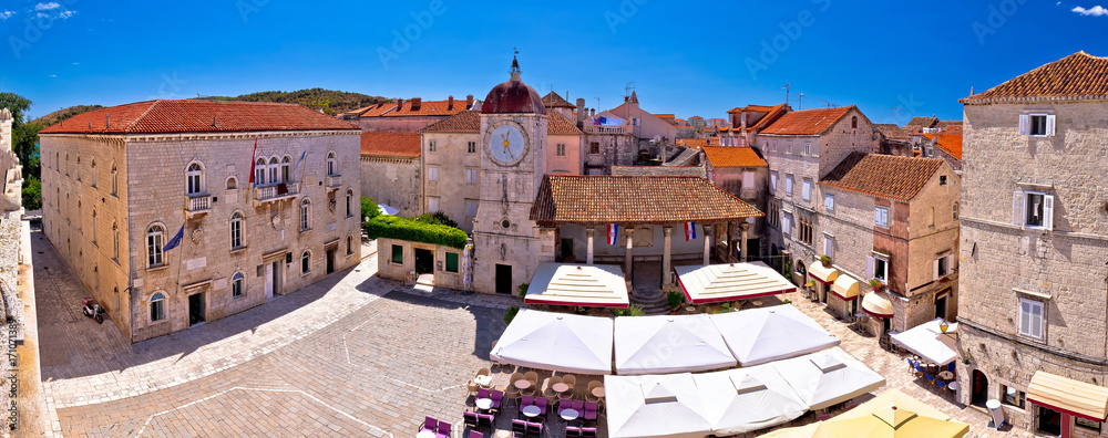 UNESCO Town of Trogir main square panoramic view